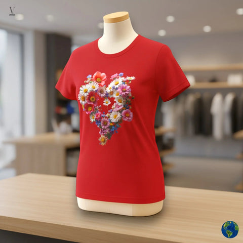 Flower Heart Lover T-Shirt: Floral Design Tee, Unisex Cotton Shirt, Soft & Breathable V VENTURE