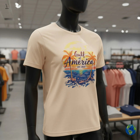 Gulf of America T-Shirt Gulf of America Unisex T-Shirt | Premium Cotton Beach Sunset Tee | EST. 2025 Tropical Palm Design V VENTURE