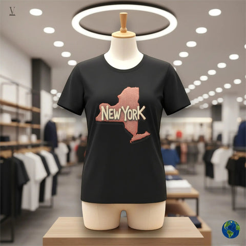 New York State T-Shirt New York State Map Unisex T-Shirt - Softstyle Cotton Tee V VENTURE