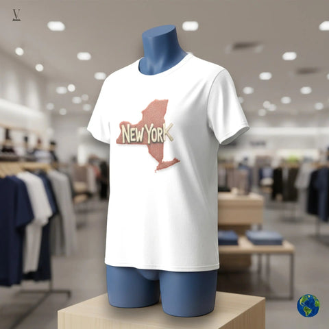 New York State T-Shirt New York State Map Unisex T-Shirt - Softstyle Cotton Tee V VENTURE