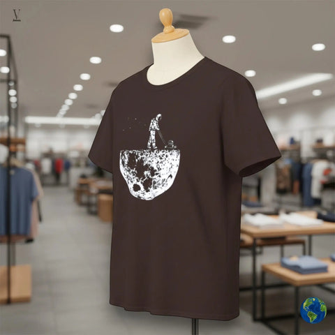 Astronaut T-Shirt Astronaut Mowing Moon T-Shirt - Funny Space Unisex Tee | Novelty Half Moon Design V VENTURE