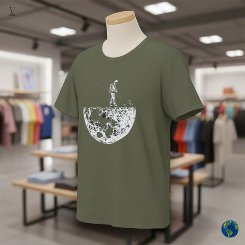 Astronaut T-Shirt Astronaut Mowing Moon T-Shirt - Funny Space Unisex Tee | Novelty Half Moon Design V VENTURE