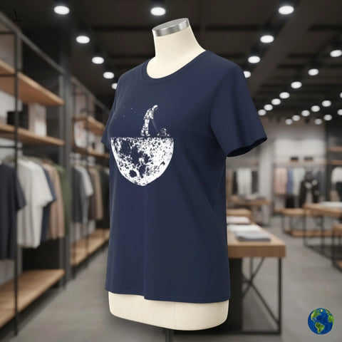 Astronaut T-Shirt Astronaut Mowing Moon T-Shirt - Funny Space Unisex Tee | Novelty Half Moon Design V VENTURE