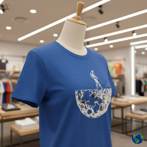 Astronaut T-Shirt Astronaut Mowing Moon T-Shirt - Funny Space Unisex Tee | Novelty Half Moon Design V VENTURE