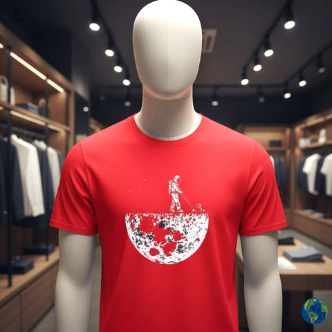 Astronaut T-Shirt Astronaut Mowing Moon T-Shirt - Funny Space Unisex Tee | Novelty Half Moon Design V VENTURE