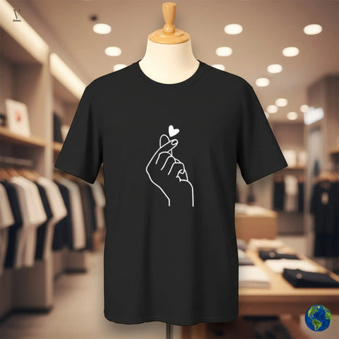 Finger Heart Shirt Korean Finger Heart T-Shirt - K-Pop Love Sign Unisex Tee | Soft-Style Cotton Apparel V VENTURE