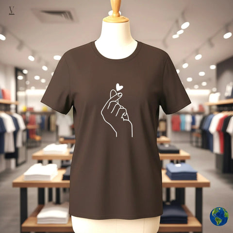 Finger Heart Shirt Korean Finger Heart T-Shirt - K-Pop Love Sign Unisex Tee | Soft-Style Cotton Apparel V VENTURE