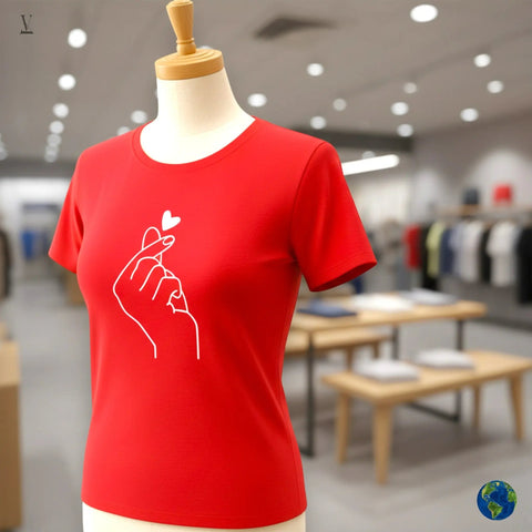 Finger Heart Shirt Korean Finger Heart T-Shirt - K-Pop Love Sign Unisex Tee | Soft-Style Cotton Apparel V VENTURE