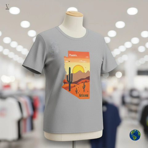 Phoenix Arizona T-Shirt Map Unisex T-Shirt - Desert Sunset Design - Gildan Softstyle Tee V VENTURE