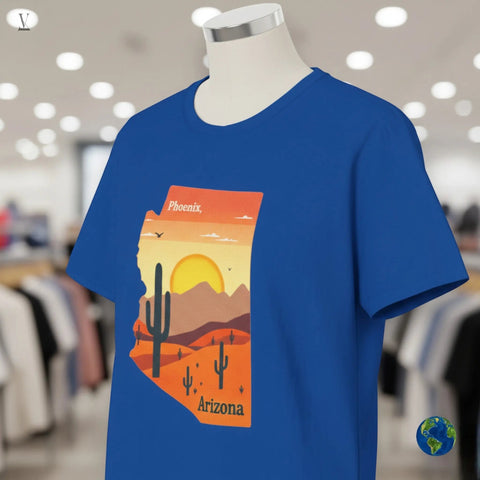 Phoenix Arizona T-Shirt Map Unisex T-Shirt - Desert Sunset Design - Gildan Softstyle Tee V VENTURE