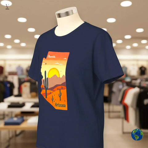 Phoenix Arizona T-Shirt Map Unisex T-Shirt - Desert Sunset Design - Gildan Softstyle Tee V VENTURE