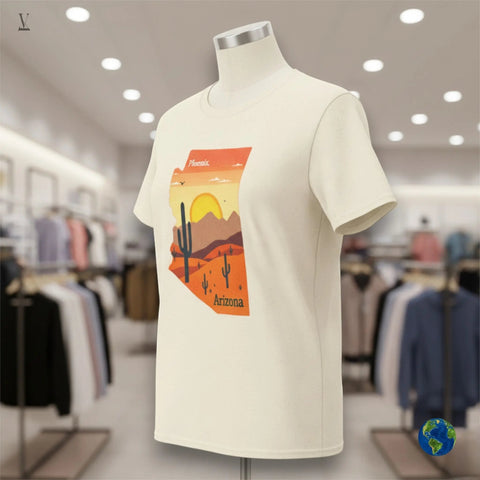 Phoenix Arizona T-Shirt Map Unisex T-Shirt - Desert Sunset Design - Gildan Softstyle Tee V VENTURE
