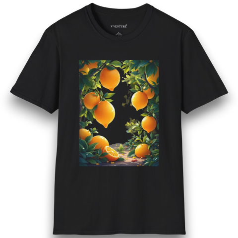 V VENTURE Softstyle Lemon Unisex T-Shirt - Fruit Graphic Cotton Tee V VENTURE