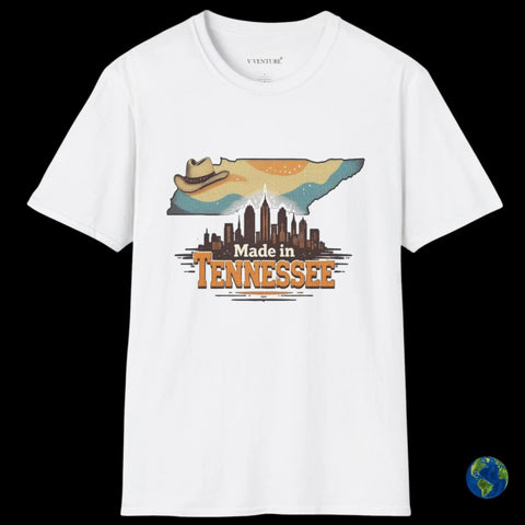 V VENTURE Softstyle Tennessee Map T-Shirt - Unisex Cotton State Tee V VENTURE