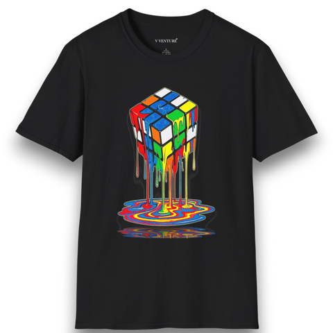 Melting Rubik's Cube Unisex T-Shirt - Premium Cotton Tee V VENTURE