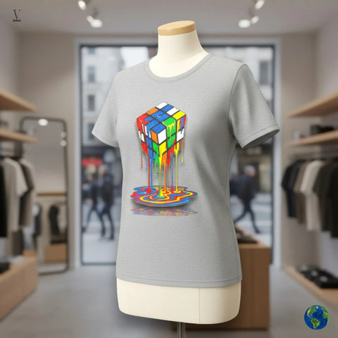 Melting Rubik's Cube Unisex T-Shirt - Premium Cotton Tee V VENTURE