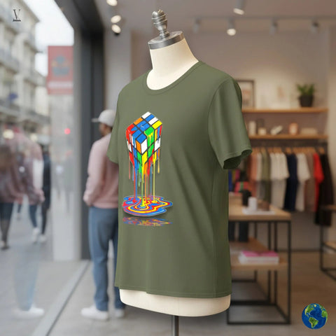 Melting Rubik's Cube Unisex T-Shirt - Premium Cotton Tee V VENTURE