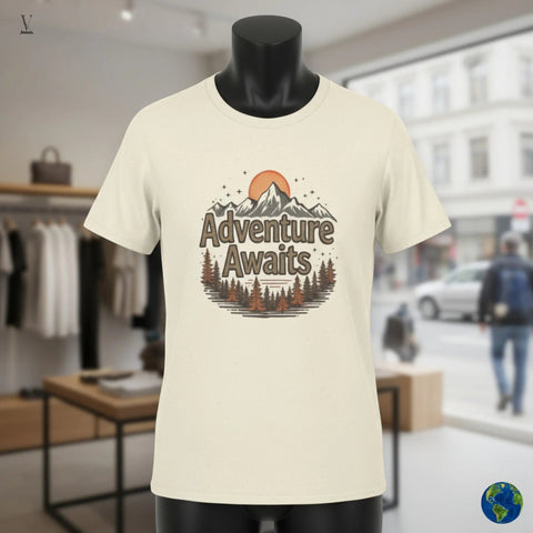V VENTURE Adventure T-Shirt"Adventure Awaits" Unisex T-Shirt - Premium Softstyle Cotton Tee V VENTURE