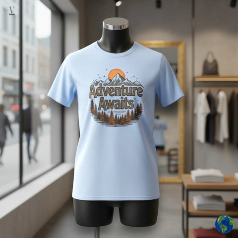 V VENTURE Adventure T-Shirt"Adventure Awaits" Unisex T-Shirt - Premium Softstyle Cotton Tee V VENTURE