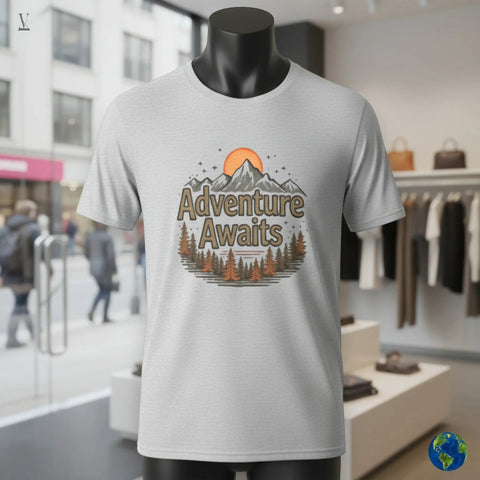 V VENTURE Adventure T-Shirt"Adventure Awaits" Unisex T-Shirt - Premium Softstyle Cotton Tee V VENTURE