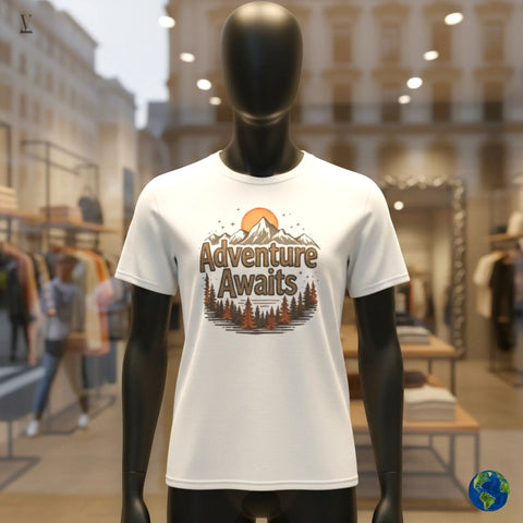 V VENTURE Adventure T-Shirt"Adventure Awaits" Unisex T-Shirt - Premium Softstyle Cotton Tee V VENTURE