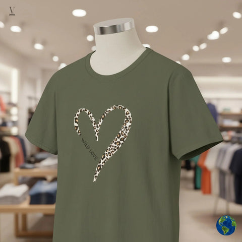 Wild love T-shirt Wild Love Leopard Heart T-Shirt - Unisex Softstyle Cotton Tee V VENTURE