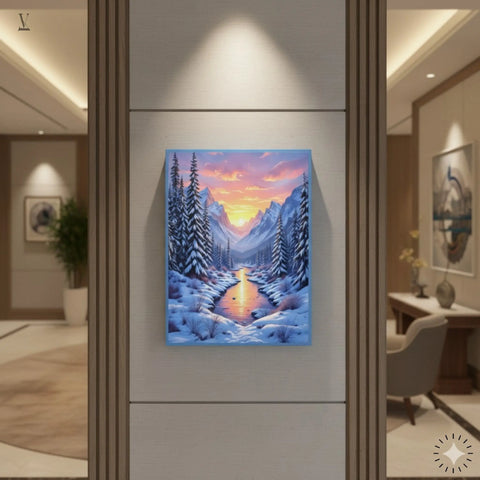 Winter Landscape Poster Print | Mountains & Snow Digital Art | Modern Ukiyo-e Style Wall Decor | Unframed & Custom Options Printify