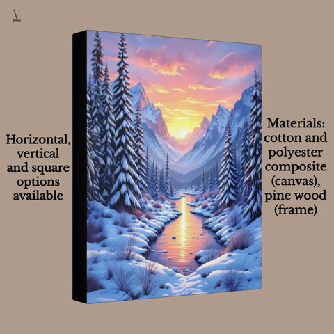 Winter Landscape Poster Print | Mountains & Snow Digital Art | Modern Ukiyo-e Style Wall Decor | Unframed & Custom Options V VENTURE