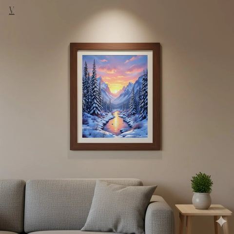 Winter Mountain Digital Art | High-Resolution Wall Art Download | Snowy Forest Poster Print | Instant Download V VENTURE