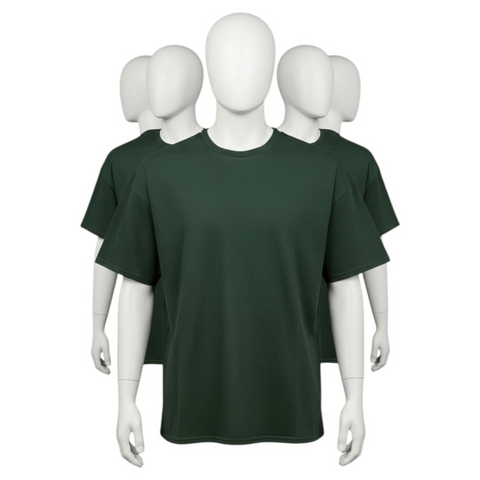 Delta 5-Pack Adult T-Shirts Bundle – Pro Spun Cotton Blend (50/50) Crew Neck, Forest Green, 2XL – Made in Honduras