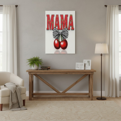 Retro MAMA Glitter Cherry Design PNG - Large 24x36 300DPI - Sublimation and DTG File