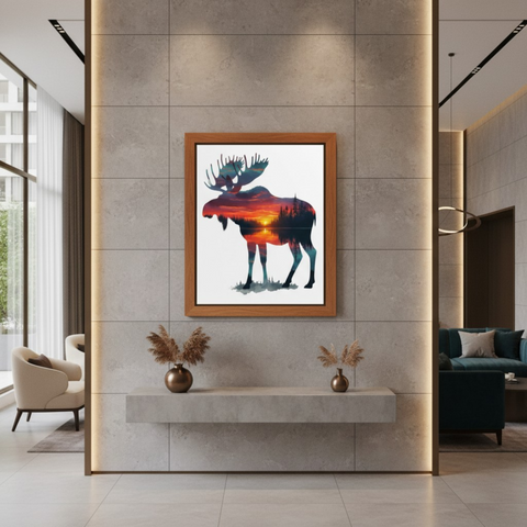 Wilderness Lake Sunset Moose Design - Perfect for Sublimation & Crafts