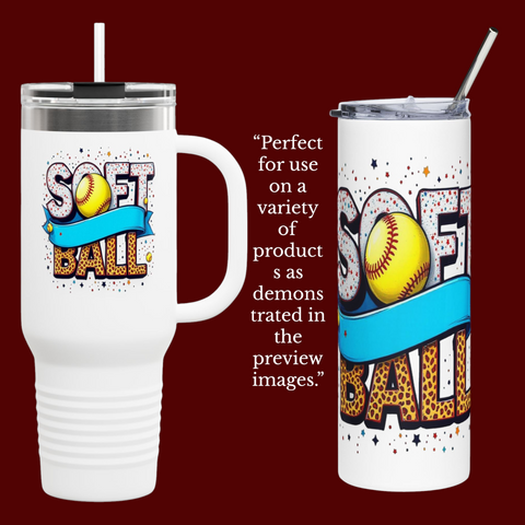 Softball Digital Design PNG | High-Res 24x36 300 DPI for Sublimation & DTG