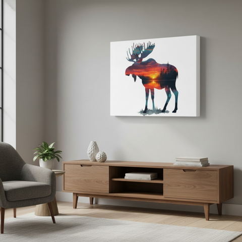 Wilderness Lake Sunset Moose Design - Perfect for Sublimation & Crafts