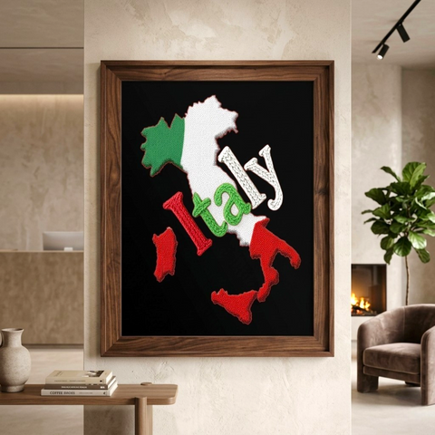 Italy Map & Text Knitted Sublimation | DTG | PNG Design - 14.98 x17 Inch, 300 DPI