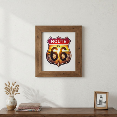 Route 66 PNG Design | US Highway Vintage Graphic | Retro Road Trip Sublimation | DTG | Digital Download