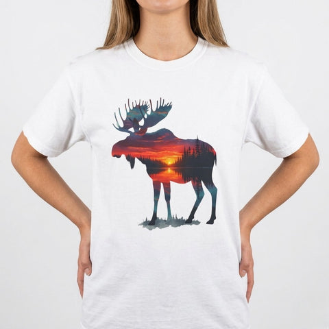 Wilderness Lake Sunset Moose Design - Perfect for Sublimation & Crafts