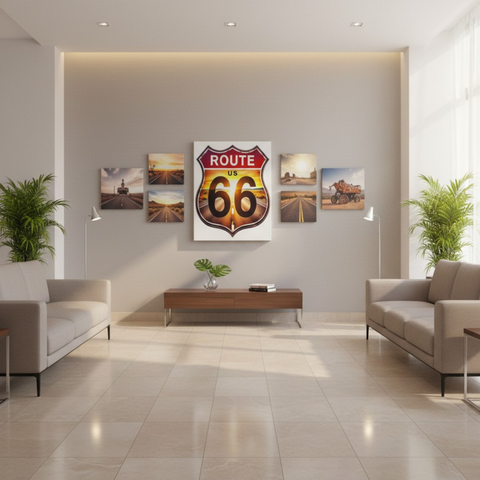 Route 66 PNG Design | US Highway Vintage Graphic | Retro Road Trip Sublimation | DTG | Digital Download